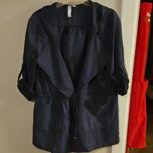 Navy Blue Open Front Jacket